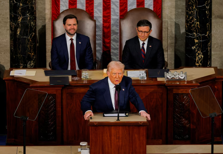 President Donald Trump delivers a speech to a joint session of Congress, in the House Chamber of the U.S. Capitol in Washington, Mar. 4, 2025.Brian Snyder/Reuters