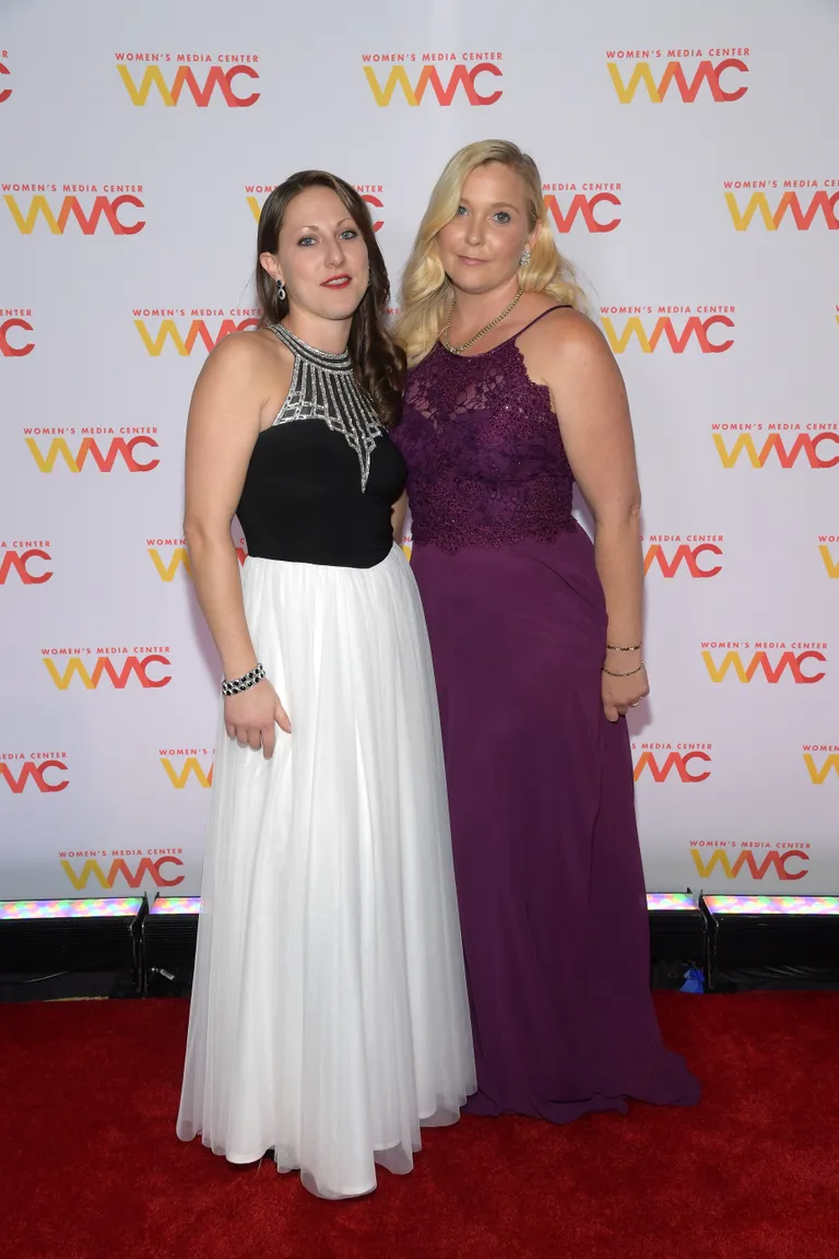 Virginia Roberts Giuffre (right) attends the 2019 Women's Media Awards with a friend at Mandarin Oriental on October 22, 2019 | Source: Getty Images